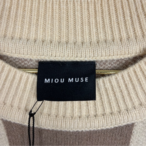 Miou Muse Brown and Cream Oversized Checkerboard Sweater NWT - Picture 3 of 9